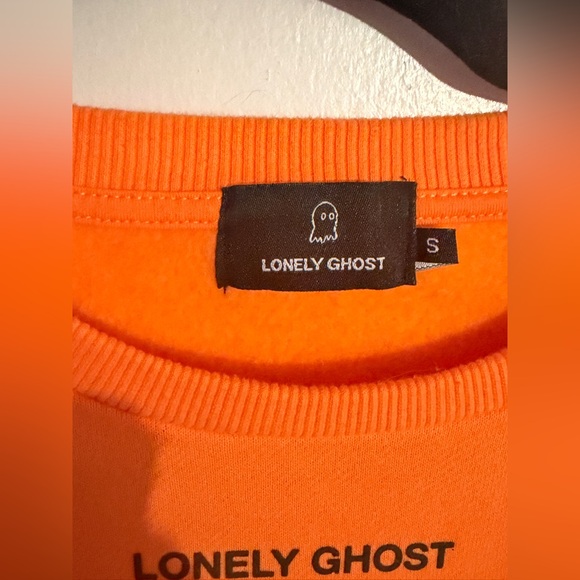 Lonely Ghost Orange Crewneck “Text me when you get home” Sweater. Size S. - Picture 3 of 6
